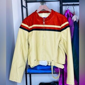 Biker Jacket. Two tone, Yellow and Orange.